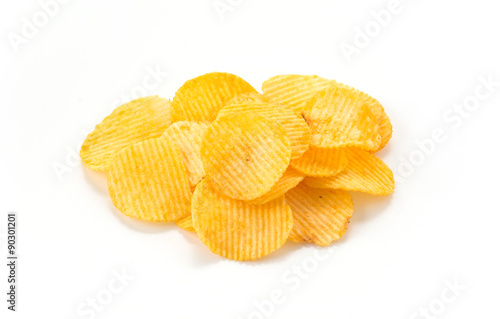 potato chips on white background