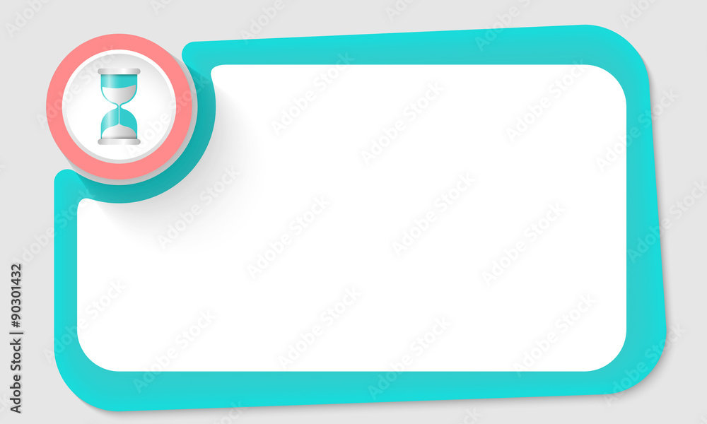 Pink circle and sand glass and green frame for your text Pink circle and sand glass and green frame for your text