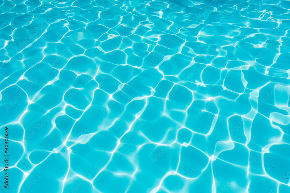 Pattern of blue water surface in swimming pool 