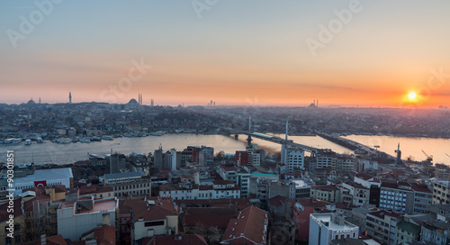 Golden horn of Istanbul at dusk