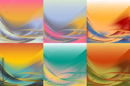 Set of wavy banners horizontal colorful