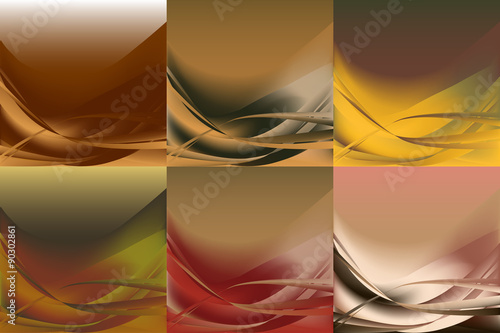 Set of wavy banners horizontal colorful brown