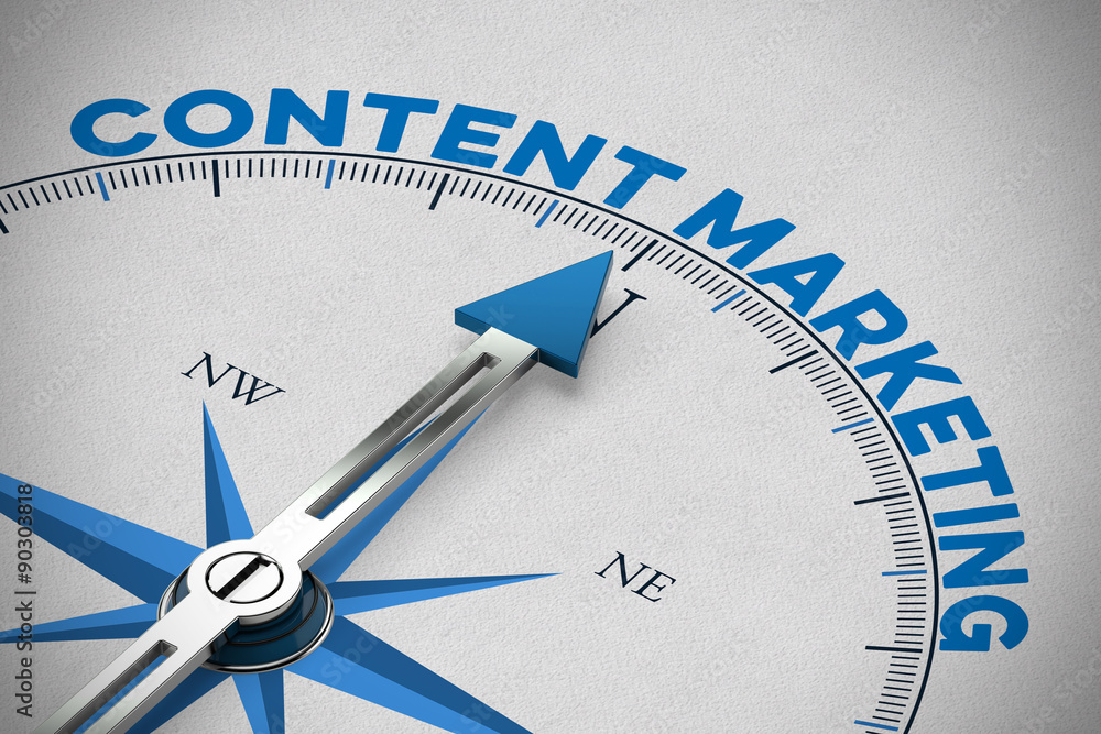 Compass pointing to Content Marketing concept Compass pointing to Content Marketing concept
