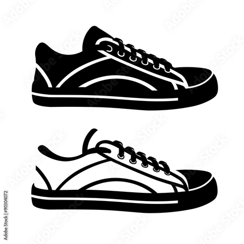 The logo of the sneakers in the vector.Sports summer sneakers in vector on a white background.
