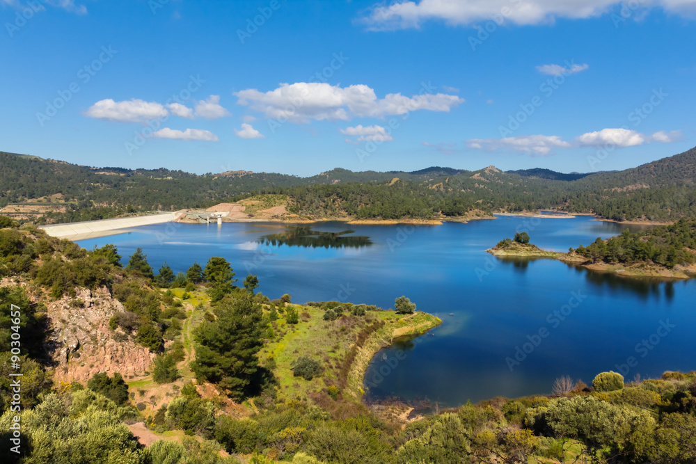 Obraz premium blue lake among a forest