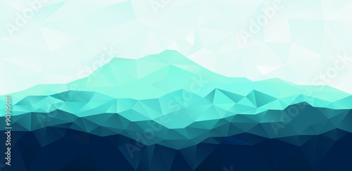 Triangle geometrical background with blue mountain
