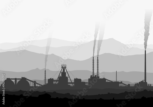 Mineral fertilizers plant over huge mountains.