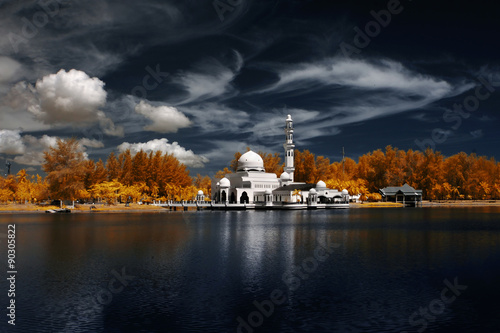 Image Of Mosque Tengku Tengah Zaharah Kuala Ibai Terengganu By The Lakeside Viewed In Infrared photo