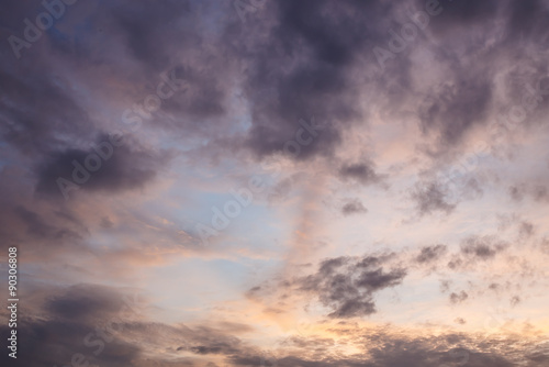 Patterns of clouds on the evening sky.