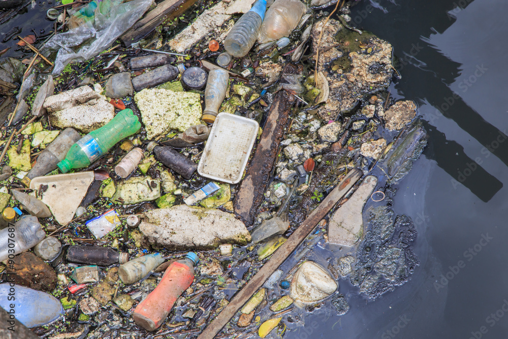 garbage and plastic bottles