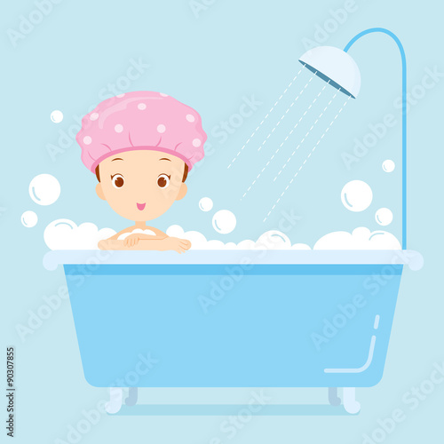 Girl taking a bath in bathtub, body, beauty, spa, health, lifestyle, relax