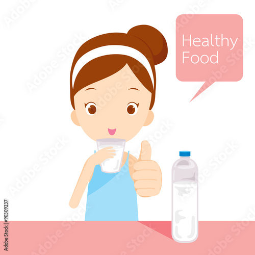Cute girl drinking water, healthy, organic, nutrition, medicine, mental and physical health