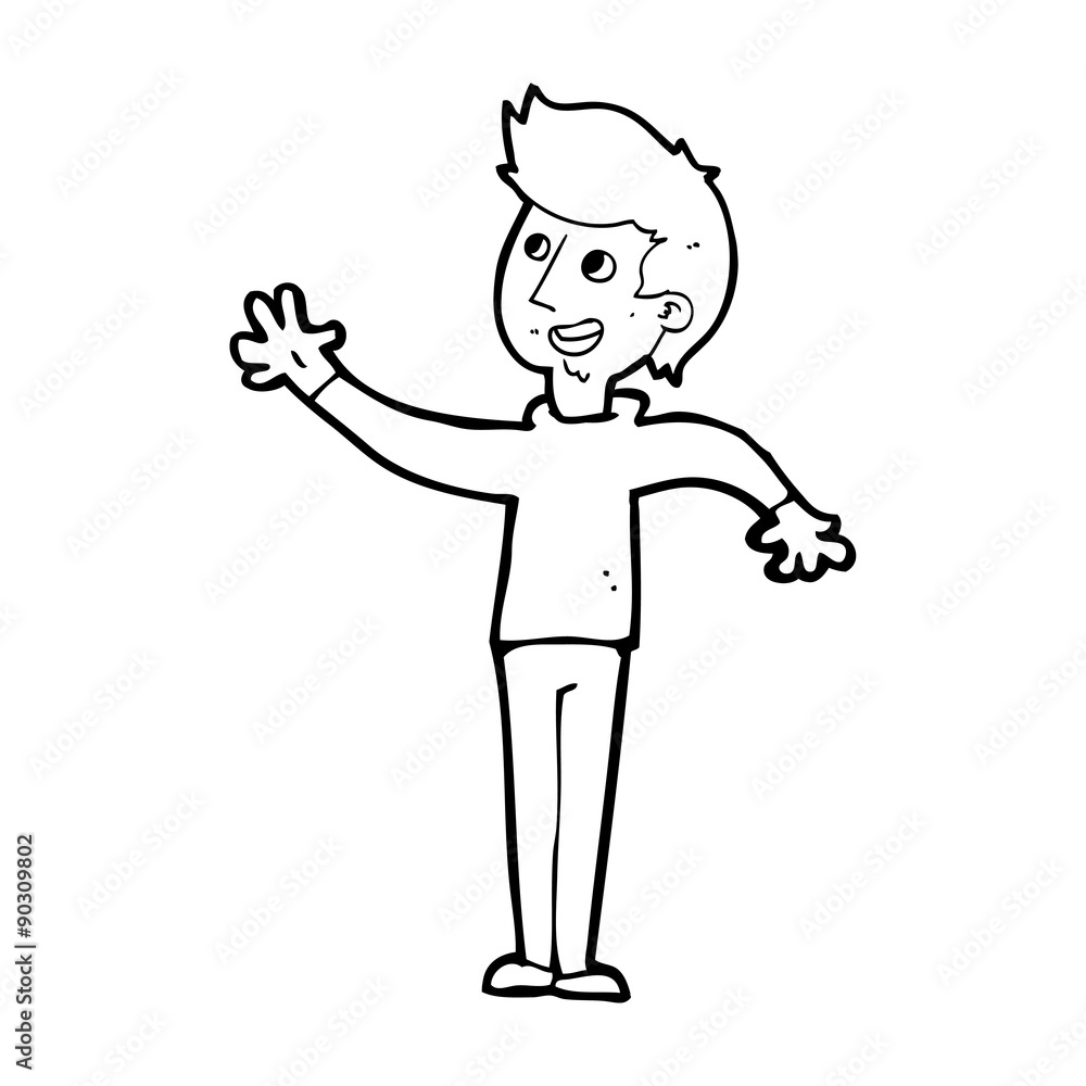 cartoon man waving