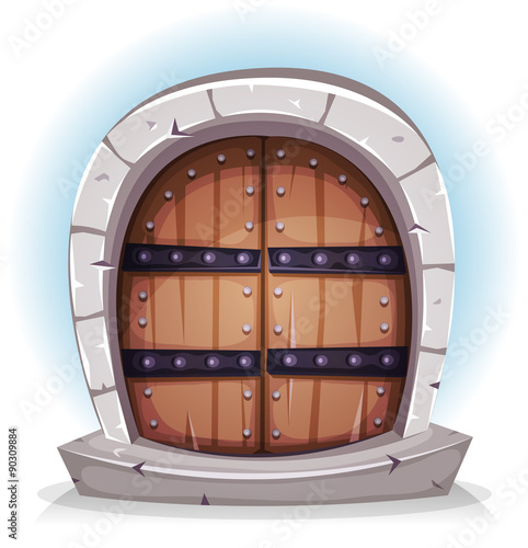 Cartoon Medieval Wood And Stone Door