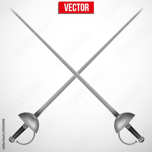 Pair of Fencing Rapiers. Realistic vector Illustration