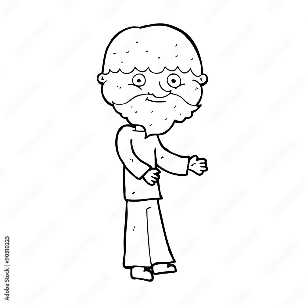 cartoon happy bearded man cartoon happy bearded man