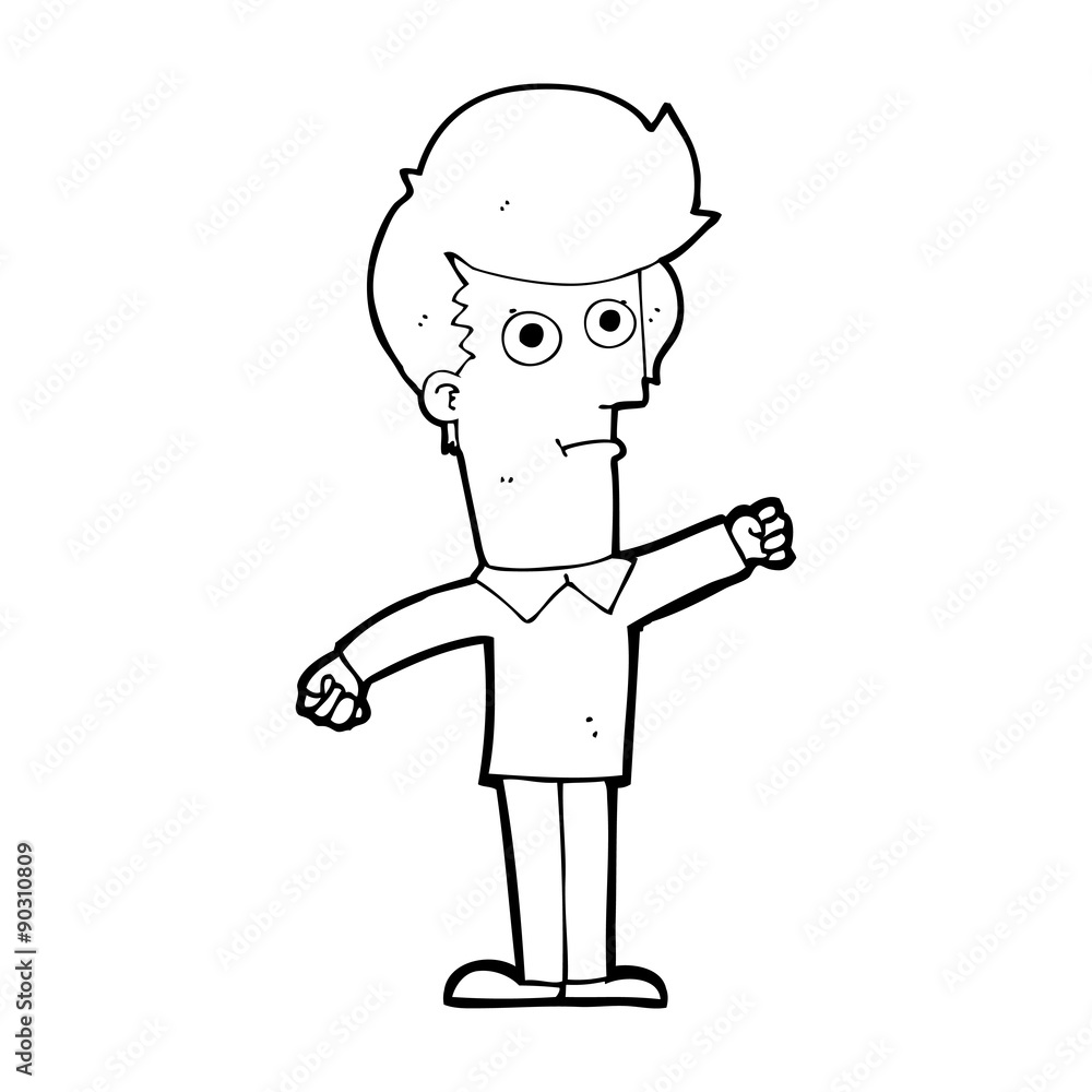 cartoon man punching cartoon man punching