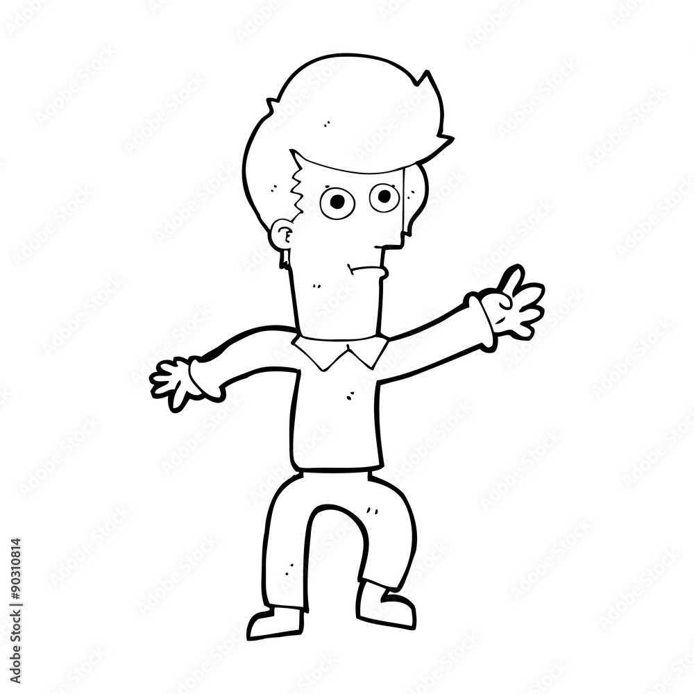 cartoon man waving