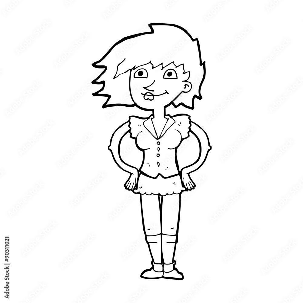 cartoon woman with hands on hips cartoon woman with hands on hips