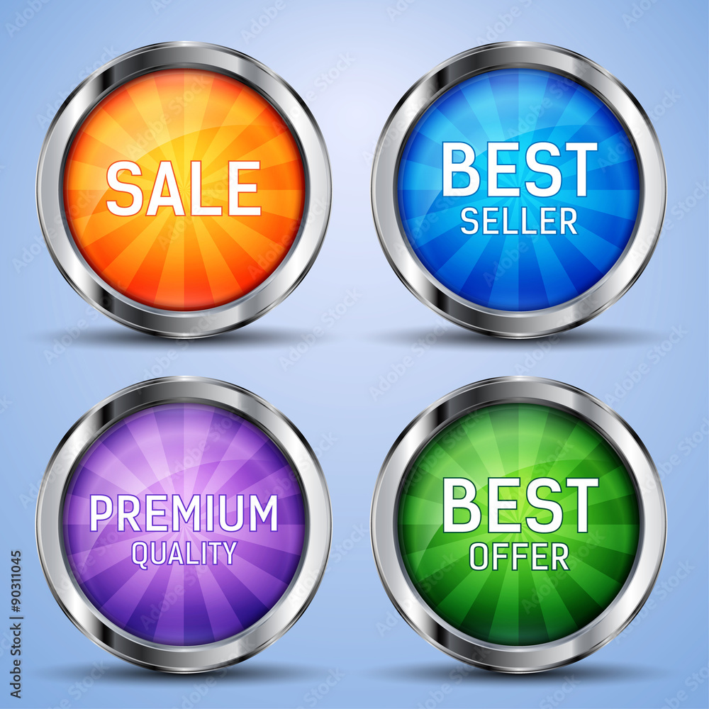 glossy labels and emblems