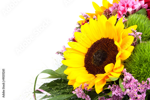 Fototapeta Naklejka Na Ścianę i Meble -  Beautiful colorful fresh sunflower, isolated on white background