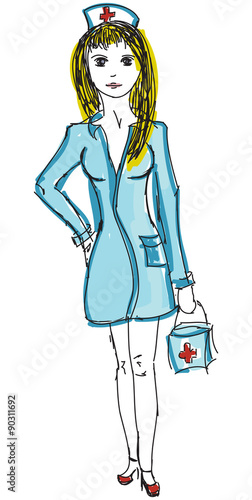 Drawn nurse in gown