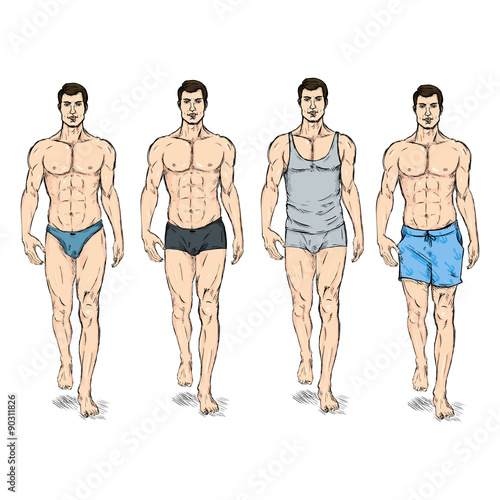 Vector Set of Sketch Fashion Male Models