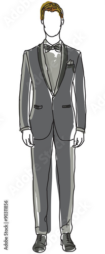 Drawn man in black suit