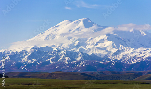  	  Wonderful Elbrus in light clouds. The Caucasus.