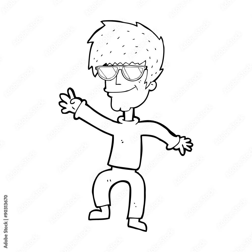 cartoon waving cool guy cartoon waving cool guy
