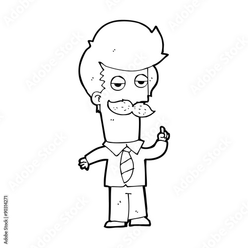 cartoon mna with mustache explaining