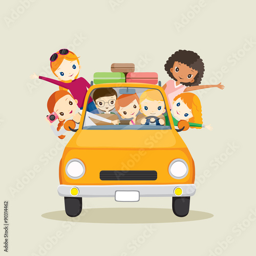People on car driving to travel, journey trips, adventure, transportation