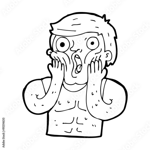 cartoon shocked gym man