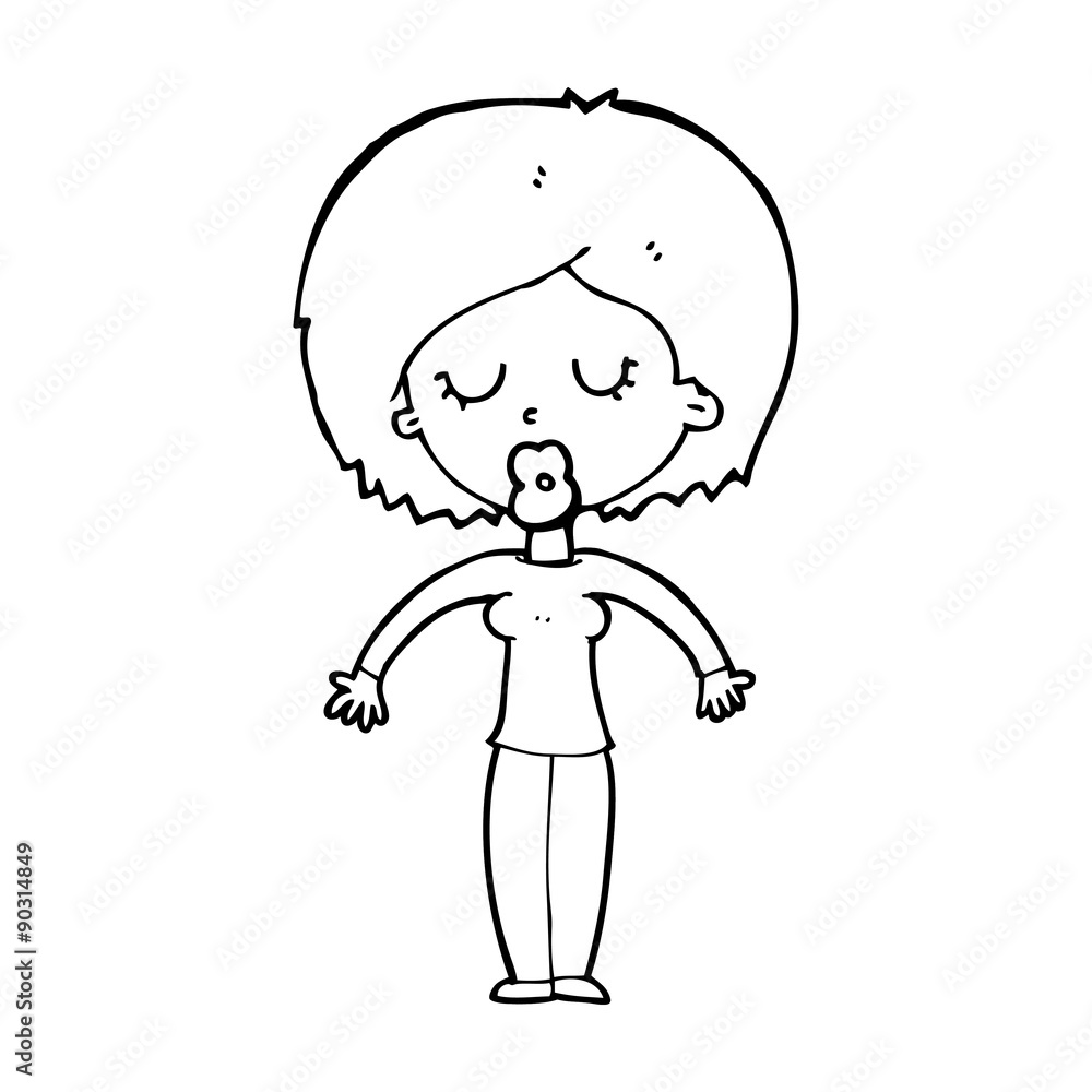 cartoon woman with closed eyes cartoon woman with closed eyes