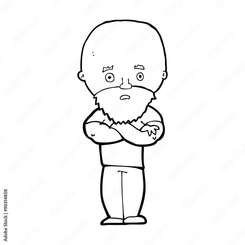 cartoon shocked bald man with beard Stock Vector | Adobe Stock