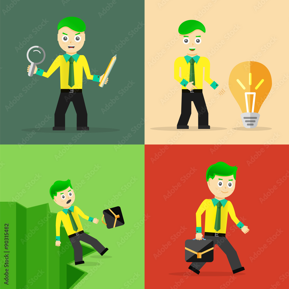 Set of businessman pose character concepts