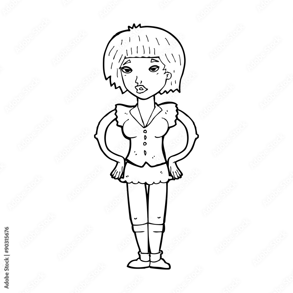 cartoon woman with hands on hips cartoon woman with hands on hips