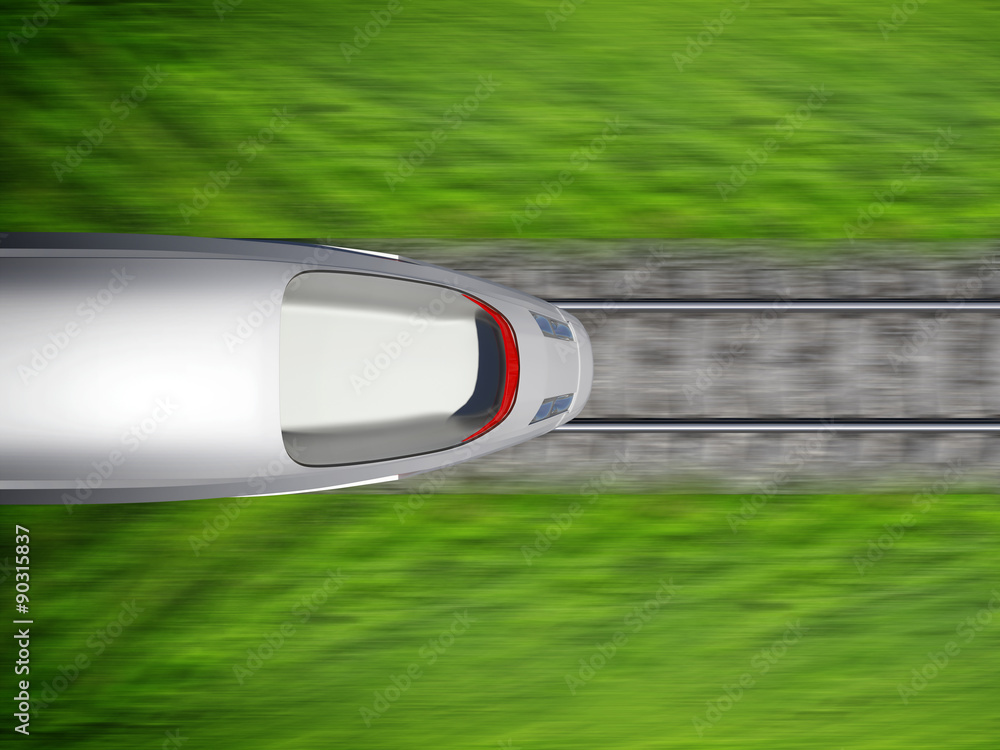 Train moving on rail-tracks, top view Stock Illustration | Adobe Stock