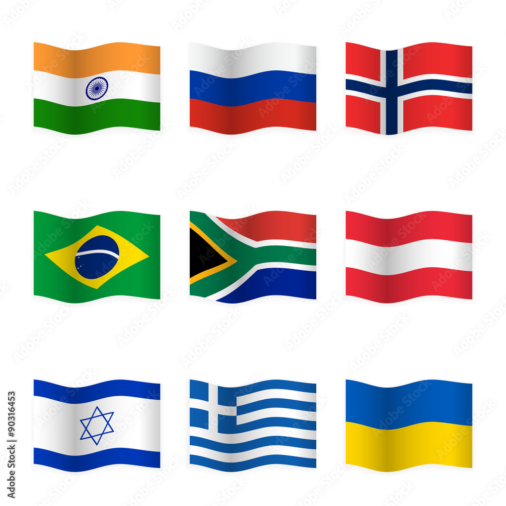Fototapeta premium Waving flags of different countries.