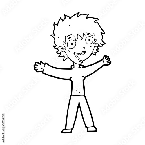 cartoon excited woman