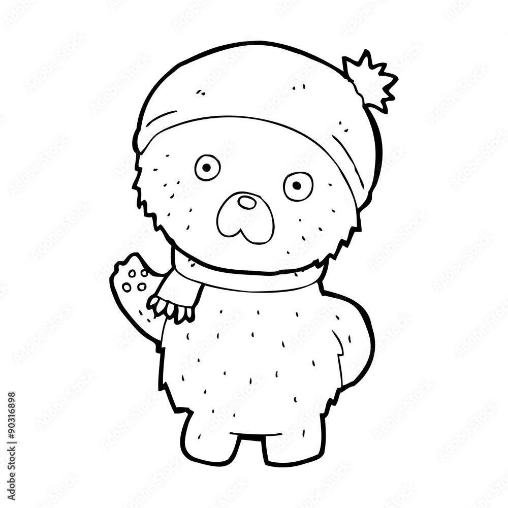 cartoon teddy bear in winter hat and scarf cartoon teddy bear in winter hat and scarf
