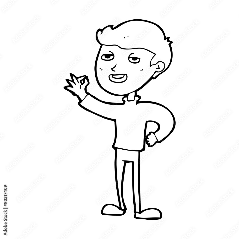 cartoon man making excellent gesture