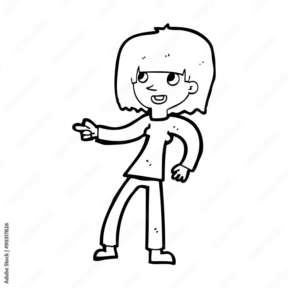 cartoon girl pointing cartoon girl pointing