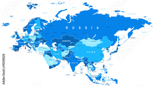 Eurasia - map - illustration. Eurasia map - highly detailed vector illustration. photo