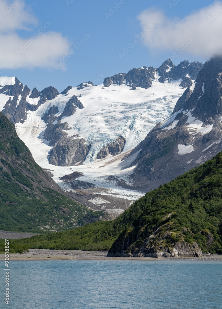 Glacier in v shaped valley