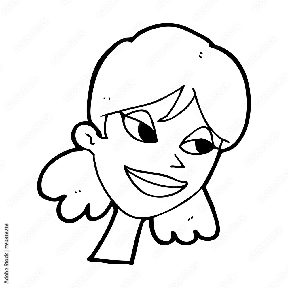 Fototapeta premium cartoon happy female face