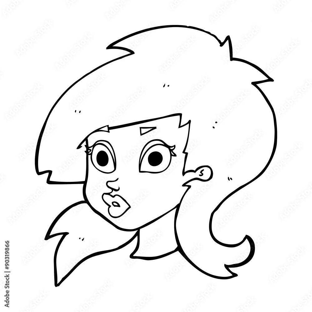 Fototapeta premium cartoon pretty surprised woman