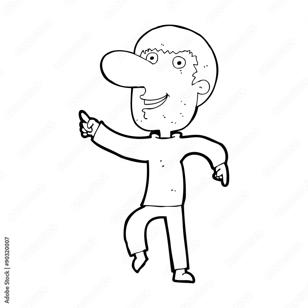 cartoon happy man dancing