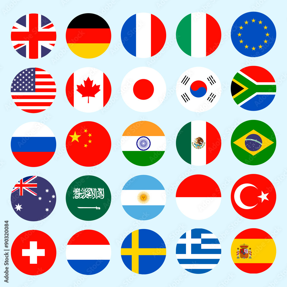 Naklejka premium Circle flags vector of the world.