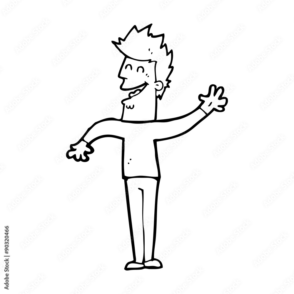 cartoon happy man waving cartoon happy man waving